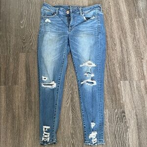 American Eagle Outfitters Jegging Ripped Blue Skinny Jeans